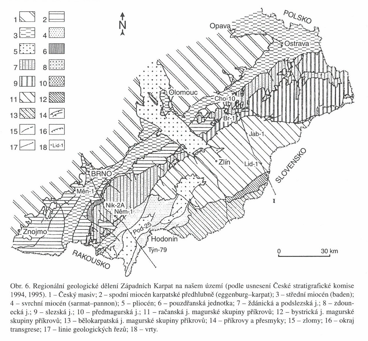 Regionální geologické dělení Západních Karpat.