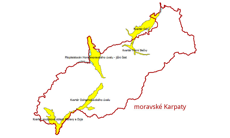 Prioritní svrchní hydrogeologické rajony na území moravských Karpat.