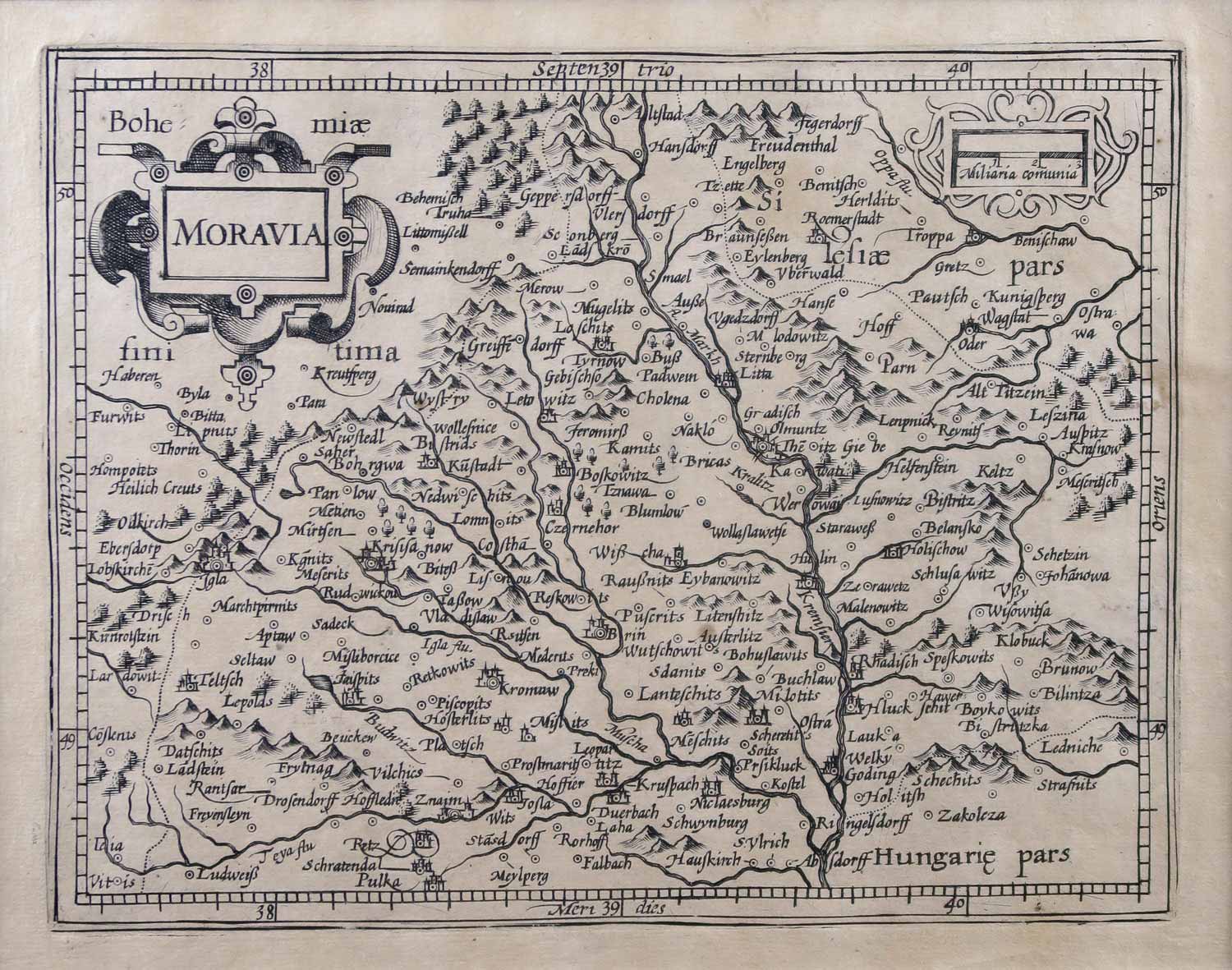 Mapa Moravy, P. Kaerius, 1616 |(zdroj: https://www.artkabinet.cz/en/renaissance.html).