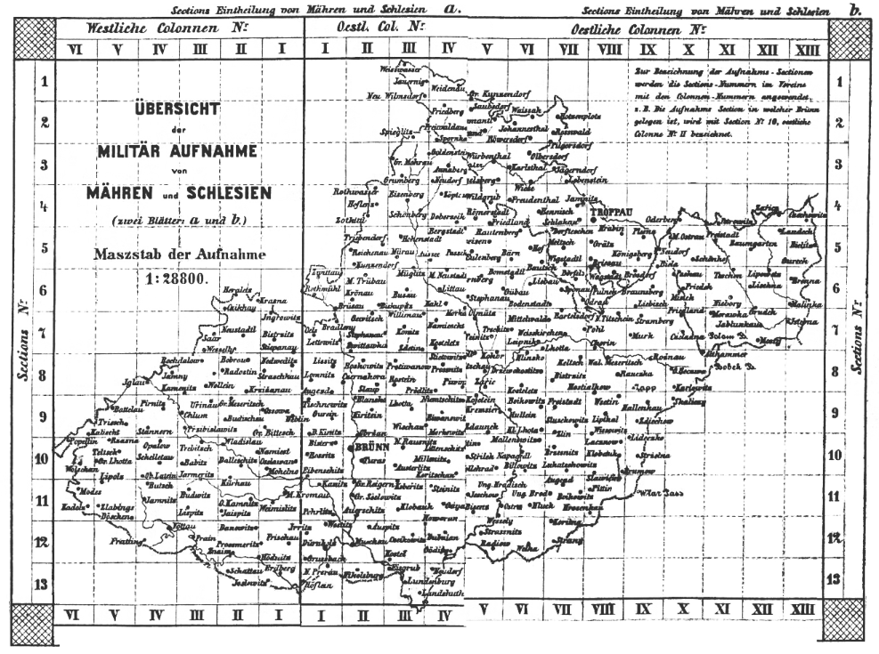Mapový klad II. vojenského mapování na Moravě (zdroj: http://oldmaps.geolab.cz/map_region.pl?lang=cs&map_root=2vm&map_region=mo).